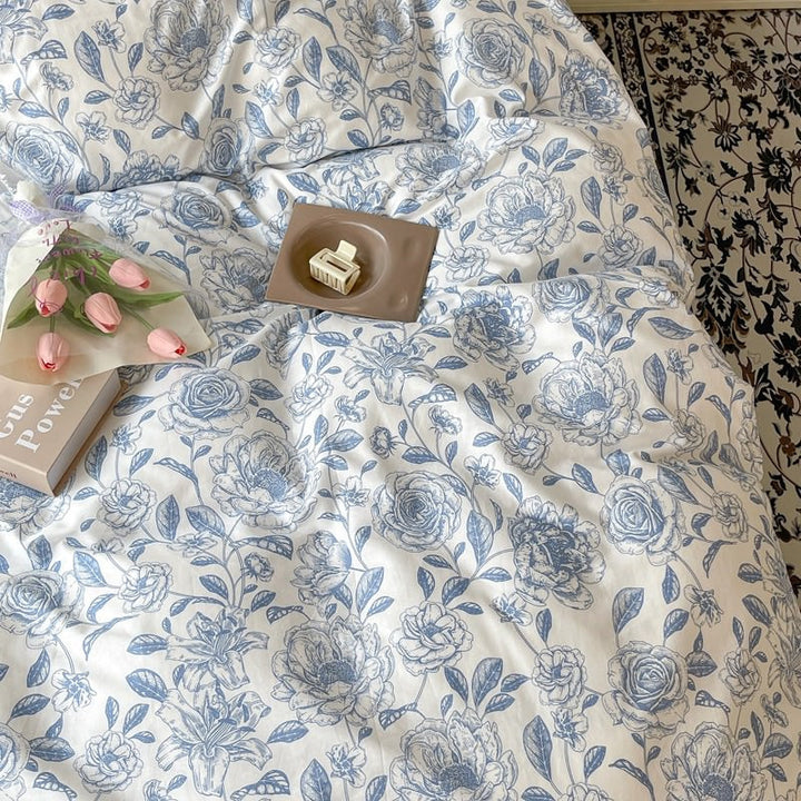 Rynx | Blue Flower Pattern Print Bedding Set
