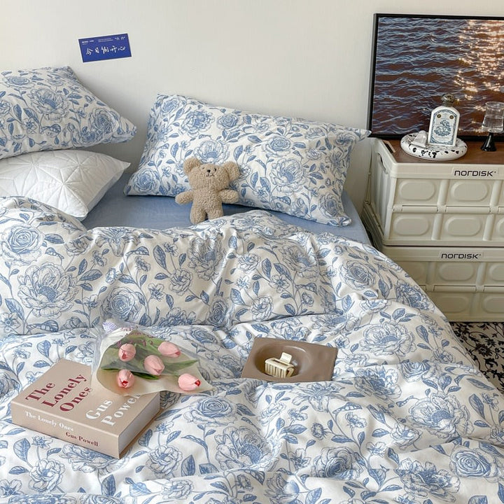 Rynx | Blue Flower Pattern Print Bedding Set