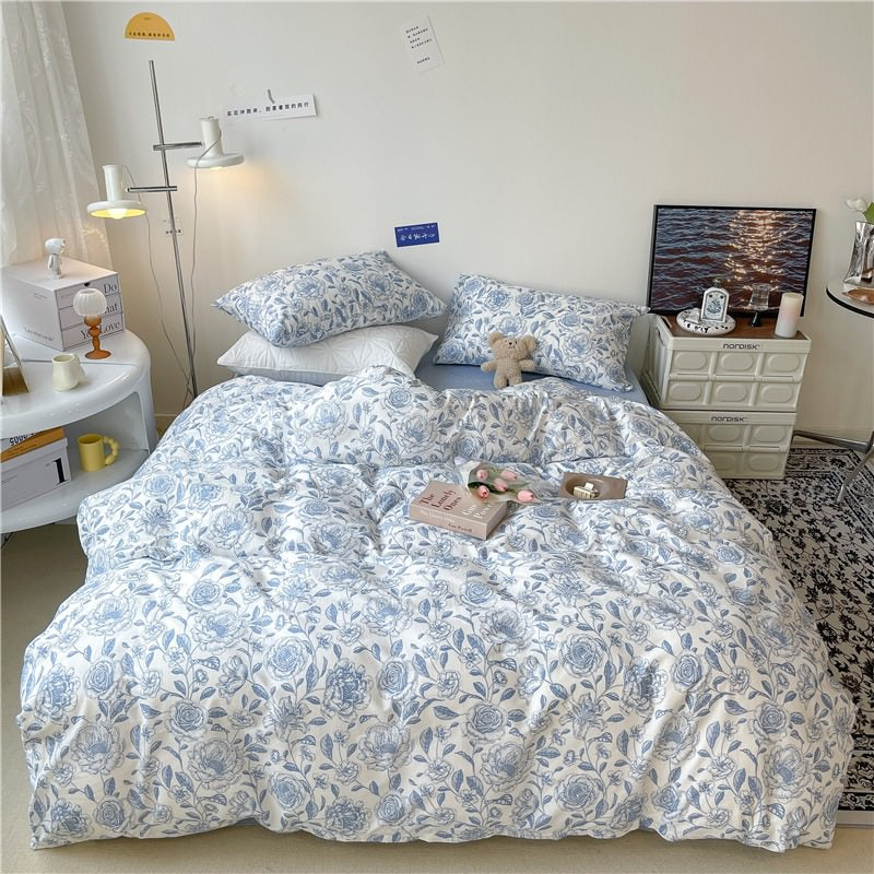 Rynx | Blue Flower Pattern Print Bedding Set