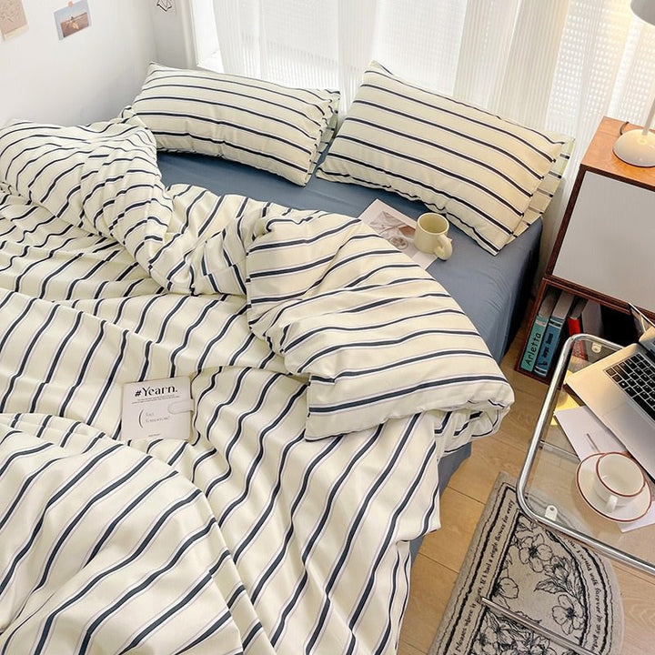 Rynx | Blue Striped Minimalist Bedding Set