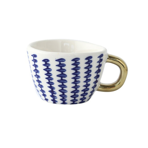 Lisslune | Cup with abstract geometric pattern and gold handle