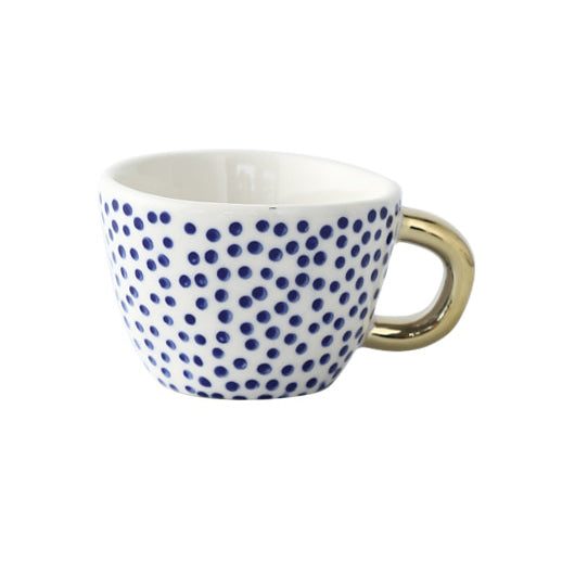 Lisslune | Cup with abstract geometric pattern and gold handle