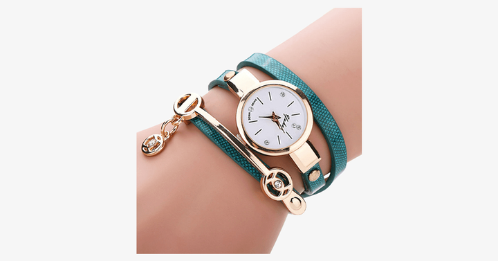 Lisslune | Gold Charm Wrap Watch - Multicolored vegan leather watch for stylish people