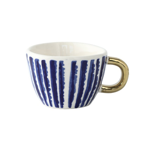 Lisslune | Cup with abstract geometric pattern and gold handle