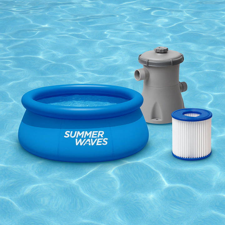 Lisslune | WaterJoy Inflatable Pool – Ø244 cm Pool with Rim and Filter Pump (2,074 Liters)