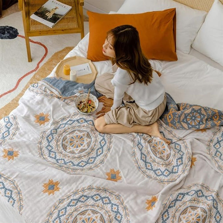 Lisslune | BohoHaven Blanket – Cotton blanket with mandala pattern for indoors & outdoors