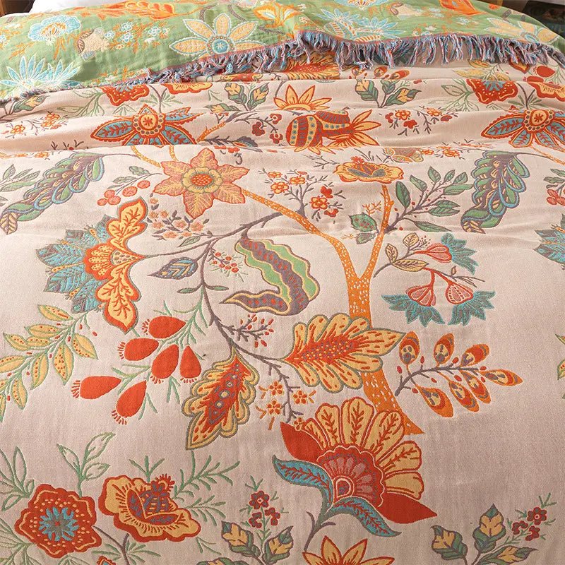 Lisslune | BohoWeave – Cotton Reversible Blanket with Jacquard Boho Pattern