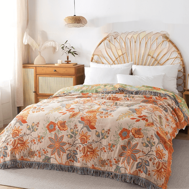 Lisslune | BohoWeave – Cotton Reversible Blanket with Jacquard Boho Pattern
