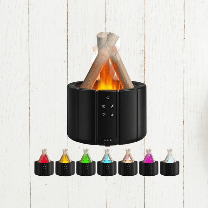 Lisslune | AuroMist Ultrasonic Flame Humidifier | Cozy bonfire light humidifier with aromatherapy function