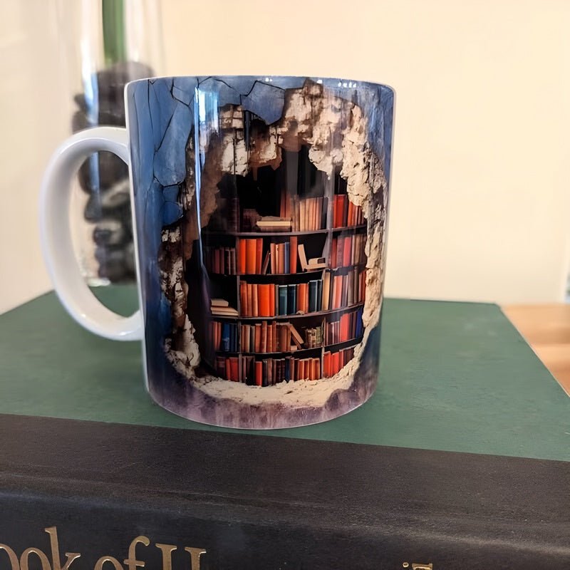 Lisslune | Bibliophile Mugs - 3D Cups with Bookshelf