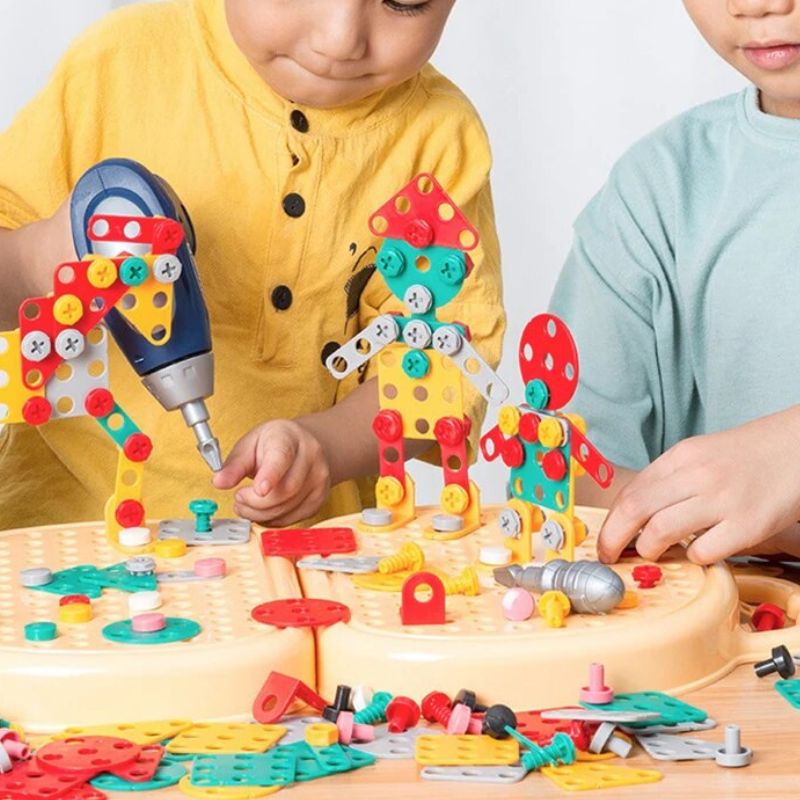 Lisslune | BuildiBox Creative Construction Set with Toy Drill – Portable Construction Case for Kids