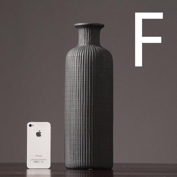 Lisslune | Brown Beige Gray Ceramic Flower Vase Pot │ Home Decoration Item