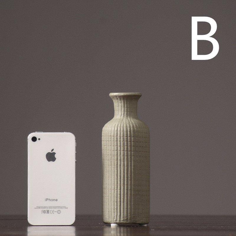 Lisslune | Brown Beige Gray Ceramic Flower Vase Pot │ Home Decoration Item