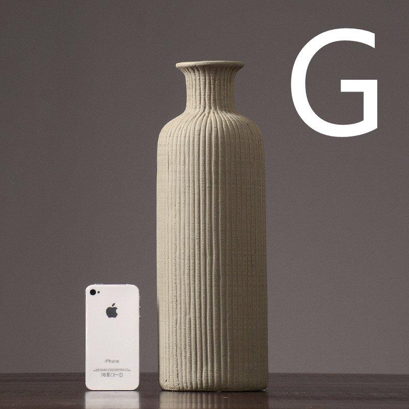 Lisslune | Brown Beige Gray Ceramic Flower Vase Pot │ Home Decoration Item