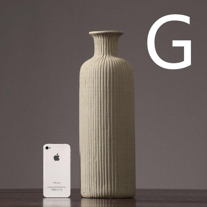 Lisslune | Brown Beige Gray Ceramic Flower Vase Pot │ Home Decoration Item