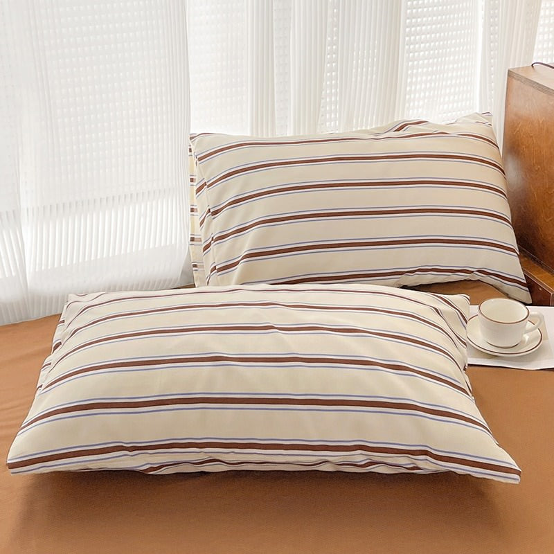 Rynx | Brown Striped Minimalist Bedding Set