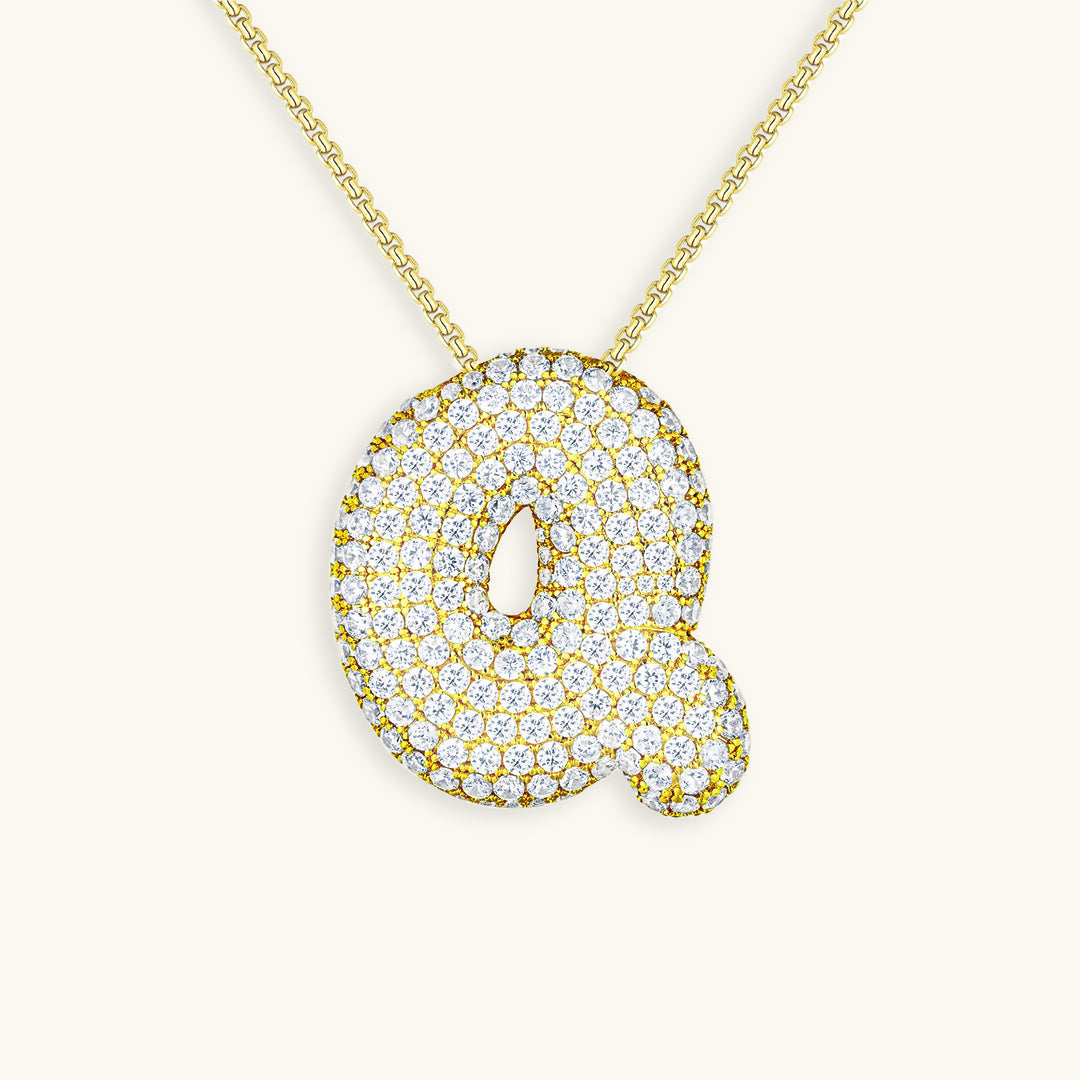 Lisslune | Bubble Initial-Diamond-Necklace
