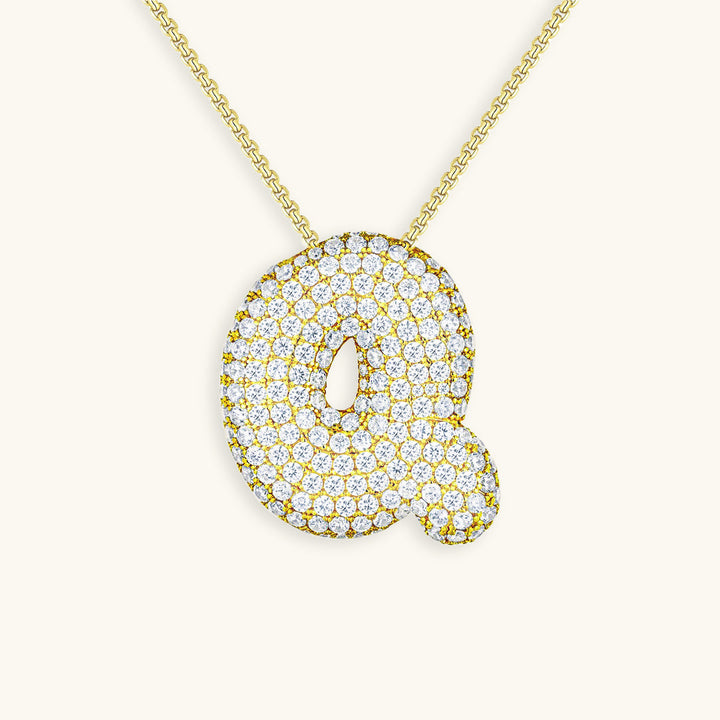 Lisslune | Bubble Initial-Diamond-Necklace
