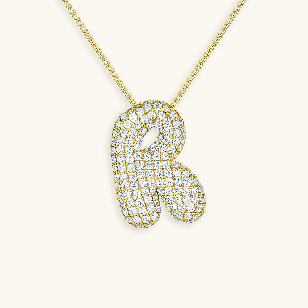 Lisslune | Bubble Initial-Diamond-Necklace