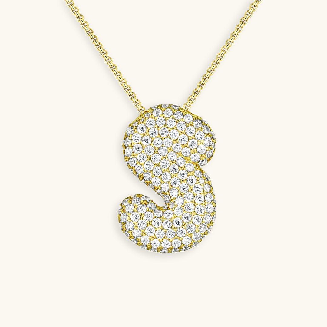 Lisslune | Bubble Initial-Diamond-Necklace