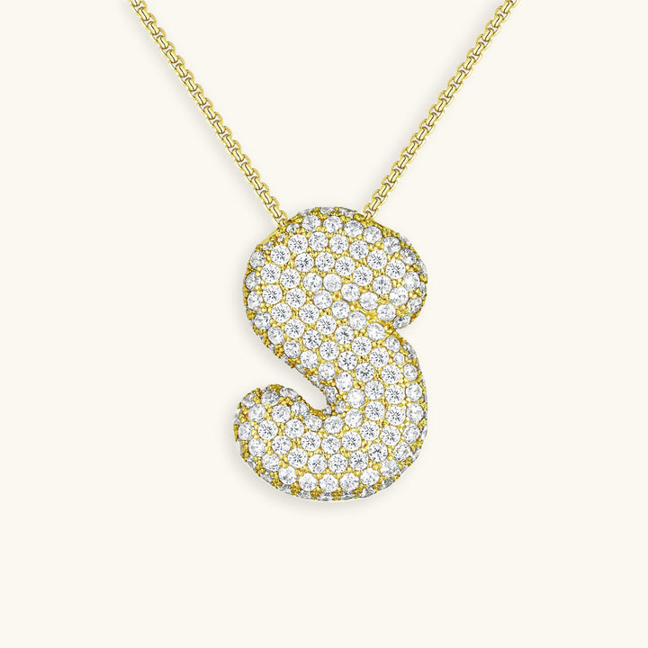 Lisslune | Bubble Initial-Diamond-Necklace