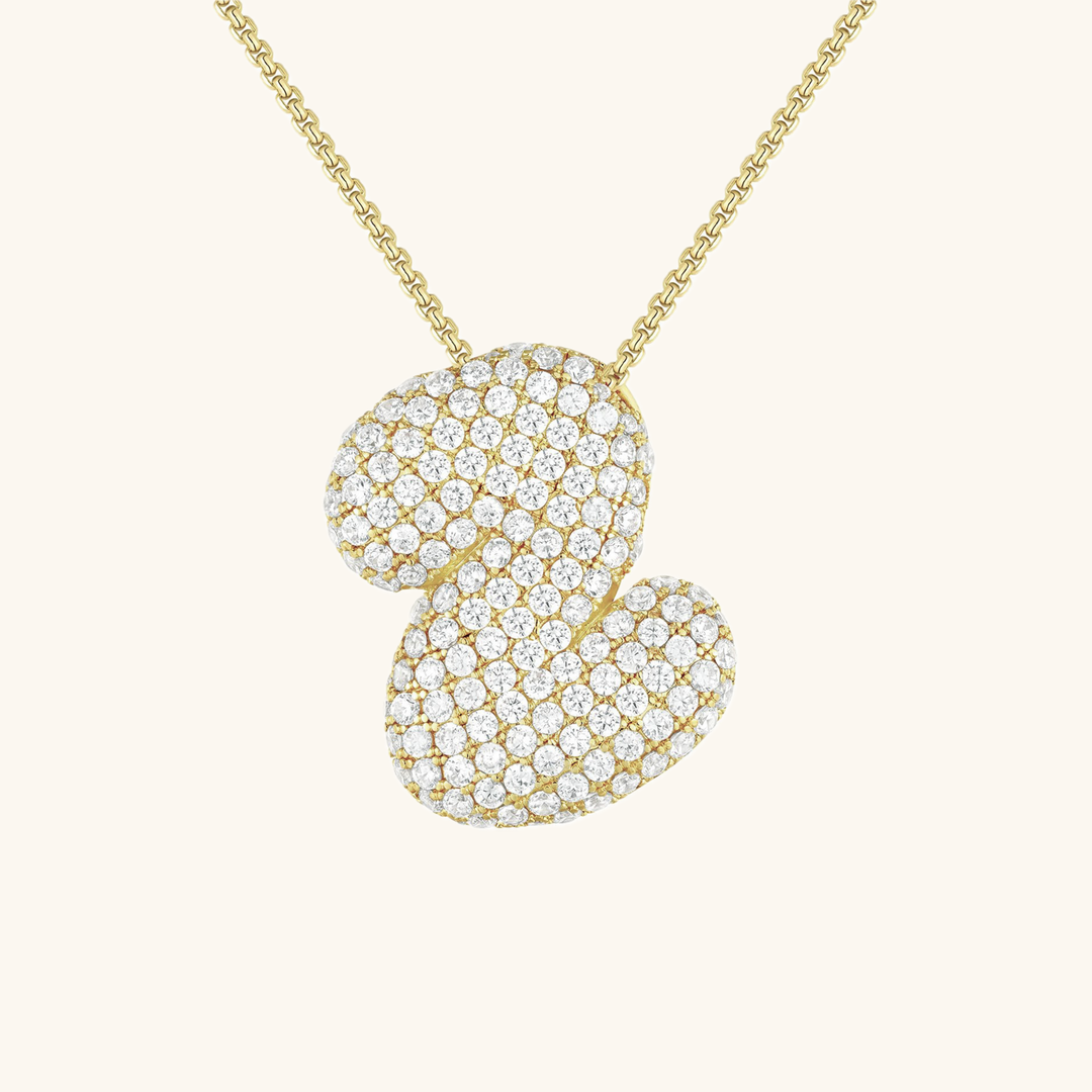 Lisslune | Bubble Initial-Diamond-Necklace