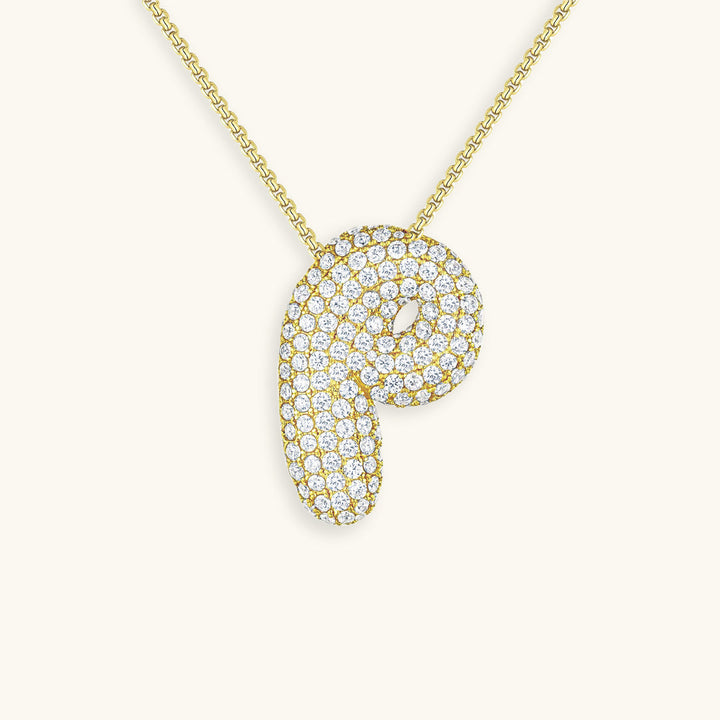 Lisslune | Bubble Initial-Diamond-Necklace
