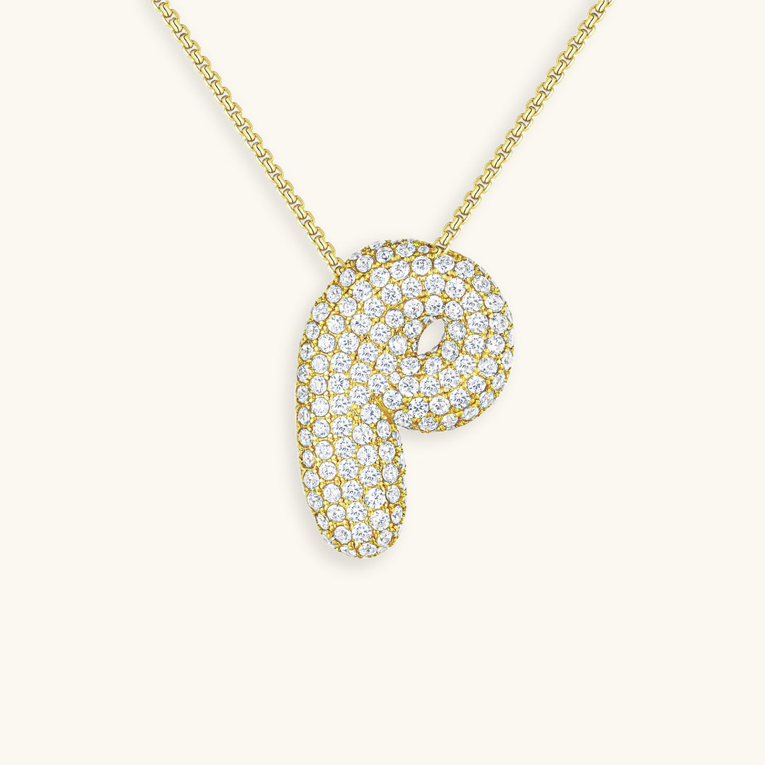 Lisslune | Bubble Initial-Diamond-Necklace