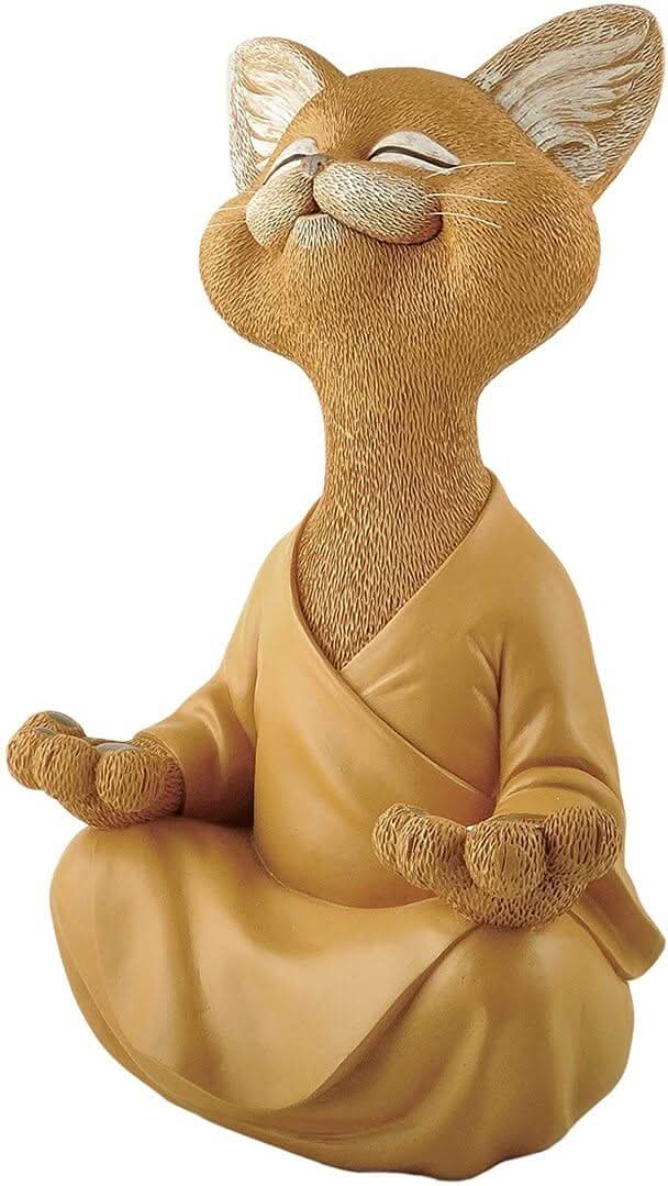 Lisslune | Buddha Cat Figurine – Zen Garden Decoration
