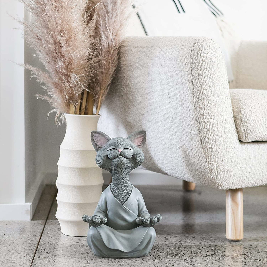 Lisslune | Buddha Cat Figurine – Zen Garden Decoration