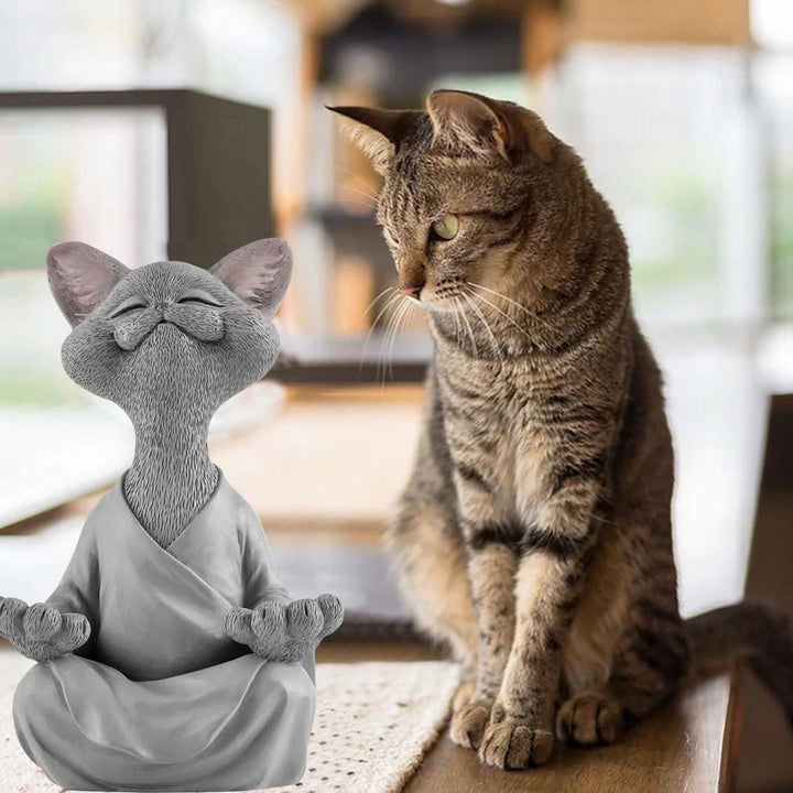 Lisslune | Buddha Cat Figurine – Zen Garden Decoration