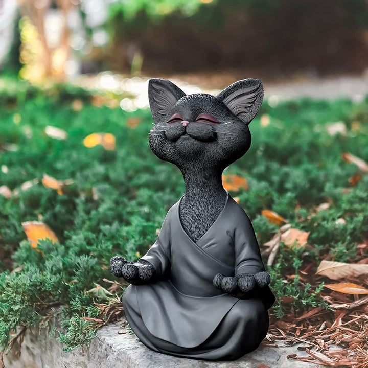 Lisslune | Buddha Cat Figurine – Zen Garden Decoration