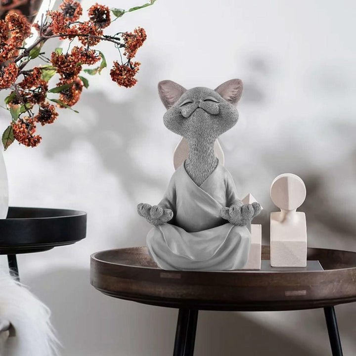 Lisslune | Buddha Cat Figurine – Zen Garden Decoration