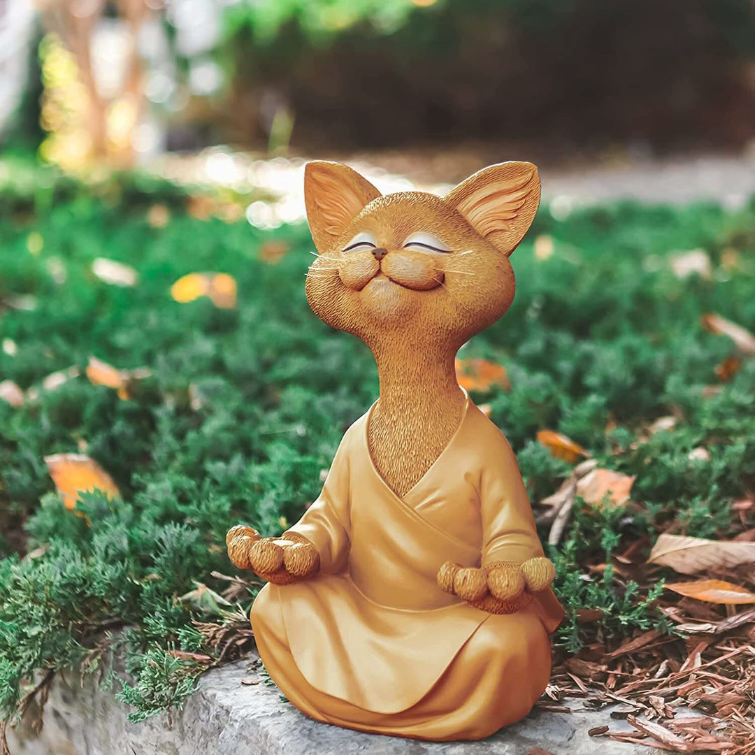 Lisslune | Buddha Cat Figurine – Zen Garden Decoration