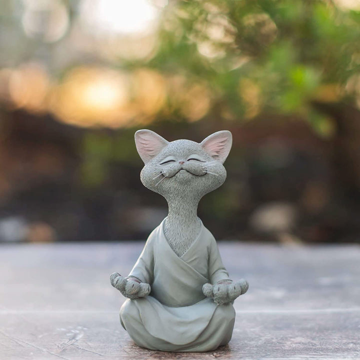 Lisslune | Buddha Cat Figurine – Zen Garden Decoration