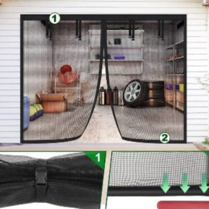 Lisslune | AeroShield Bug-Free Garage Screen | Magnetic mesh garage door screen for fresh airflow and insect protection