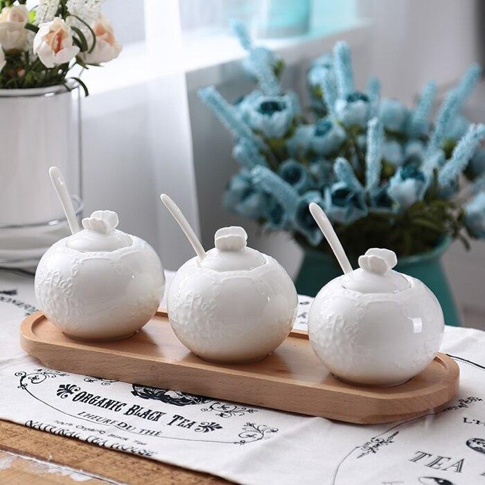 Lisslune | Butterfly Pendant Ceramic Spice Jar Collection with Spoon and Lid - Stylish Kitchen Accessories for Fresh Taste
