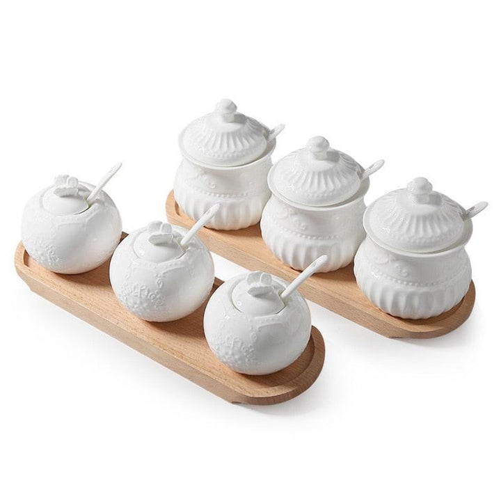 Lisslune | Butterfly Pendant Ceramic Spice Jar Collection with Spoon and Lid - Stylish Kitchen Accessories for Fresh Taste