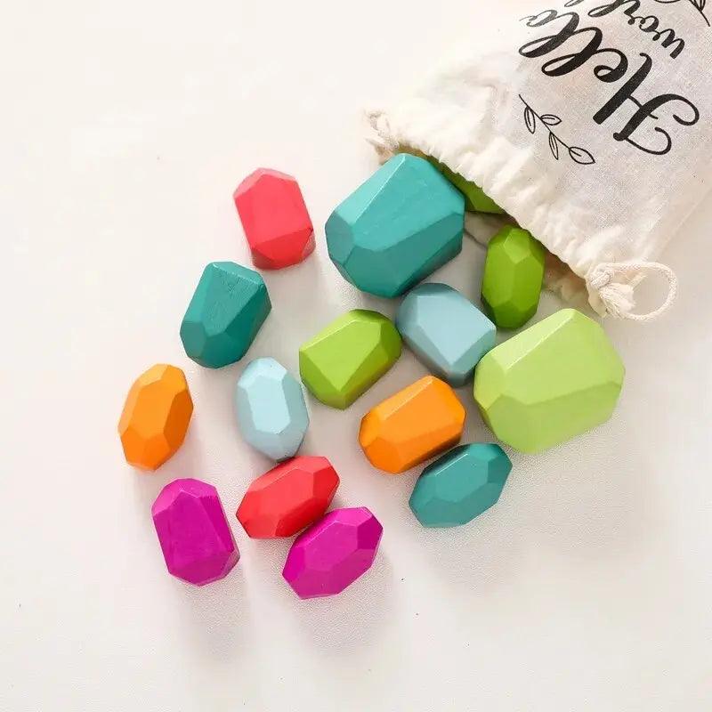 Lisslune | Colorful Wooden Building Blocks Set for Creative Learning and Logical Development