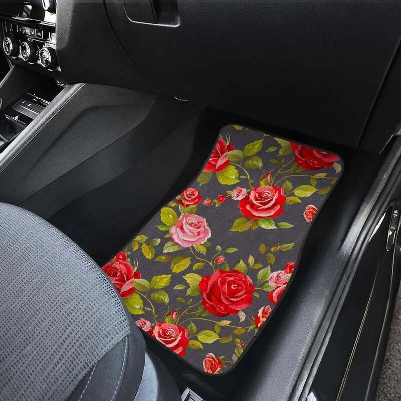 Lisslune | Rose-Blush Flower Car Mats Set (4PCs)