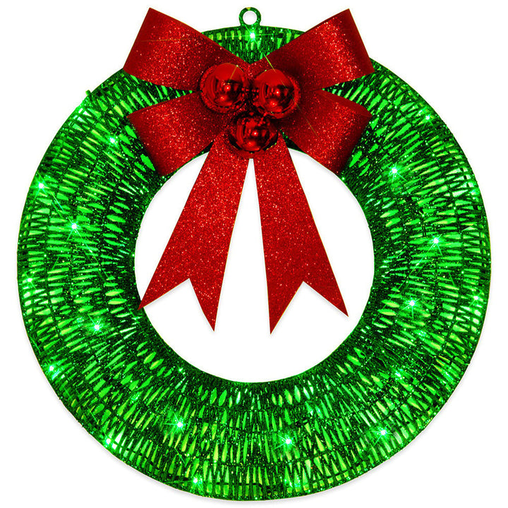 Lisslune | Illuminated Christmas Wreath Luxury Gold-Green 50cm – Handmade Door Wreath with LED