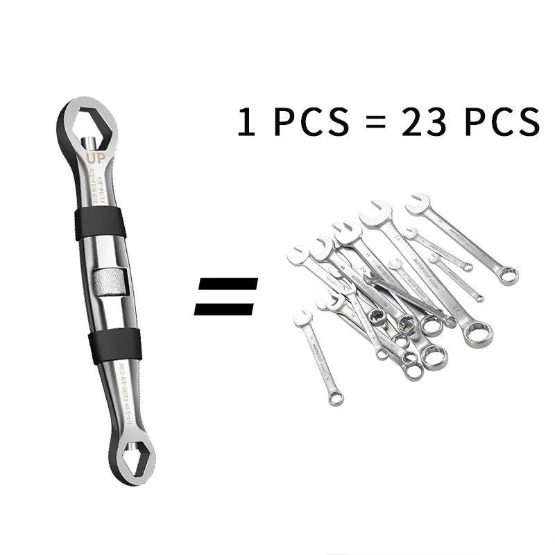Lisslune | Universal Dual-Head 23-in-1 Adjustable Wrench - Metric & Imperial, 7-19MM Ratchet Wrench