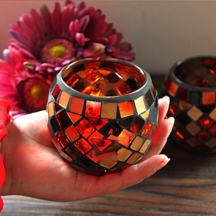 Lisslune | European Retro Glass Mosaic Tealight Holder