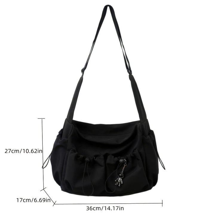 Lisslune | UrbanLiner Nylon Messengerbag – Black Shoulder Bag with Zipper for Daily Use