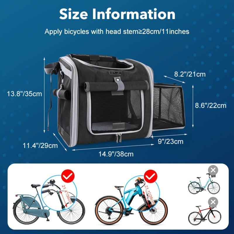 Lisslune | Expandable Pet Bike Basket – Comfortable & Safe Bicycle Carrier for Small Dogs and Cats