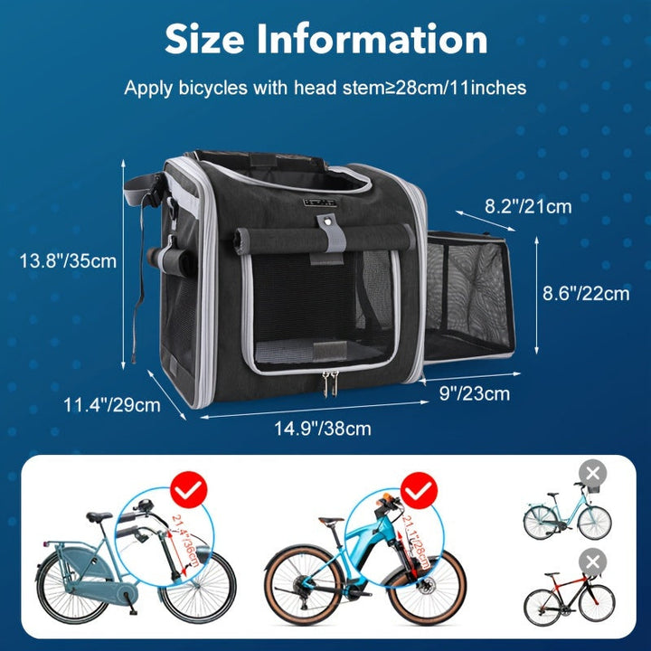 Lisslune | Expandable Pet Bike Basket – Comfortable & Safe Bicycle Carrier for Small Dogs and Cats