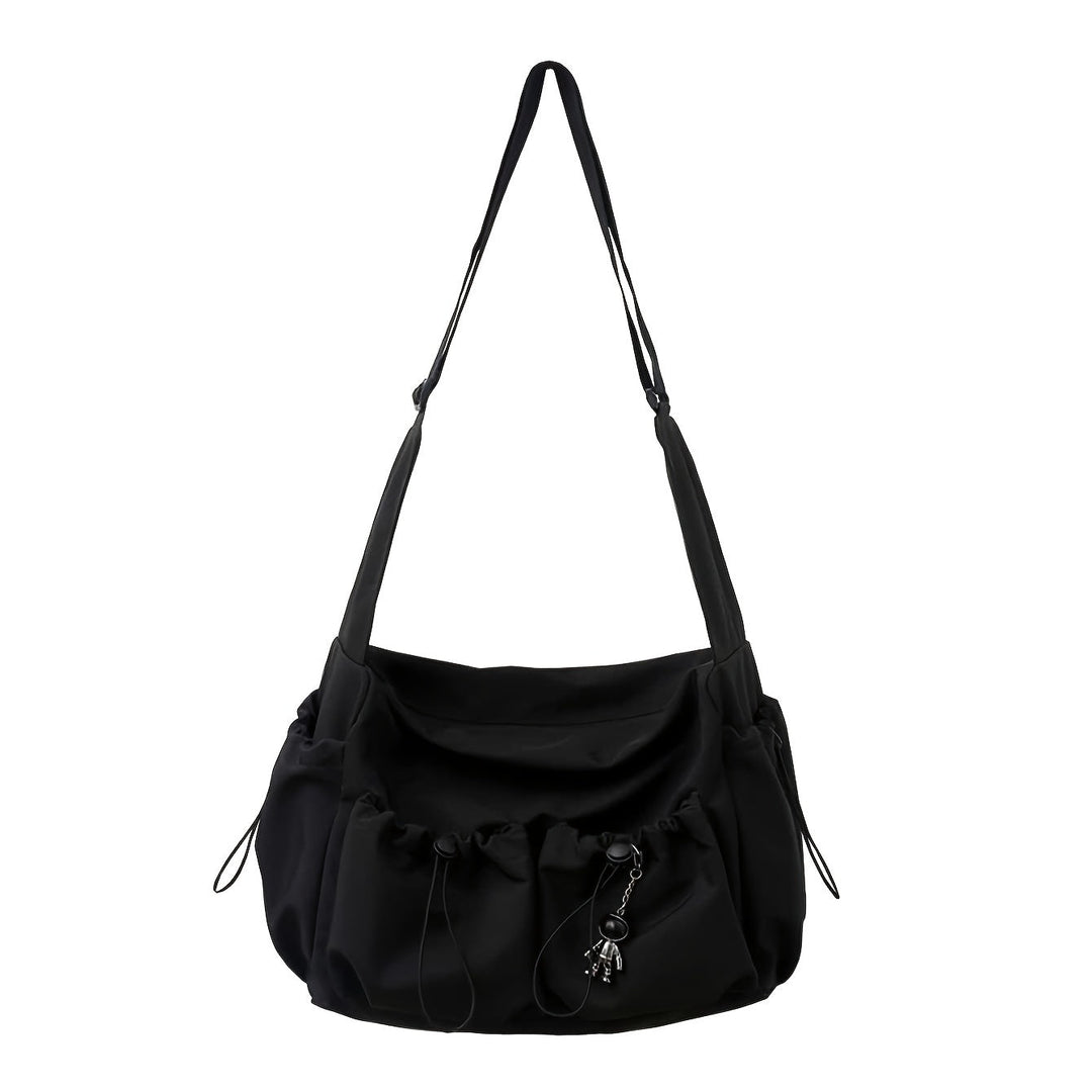 Lisslune | UrbanLiner Nylon Messengerbag – Black Shoulder Bag with Zipper for Daily Use