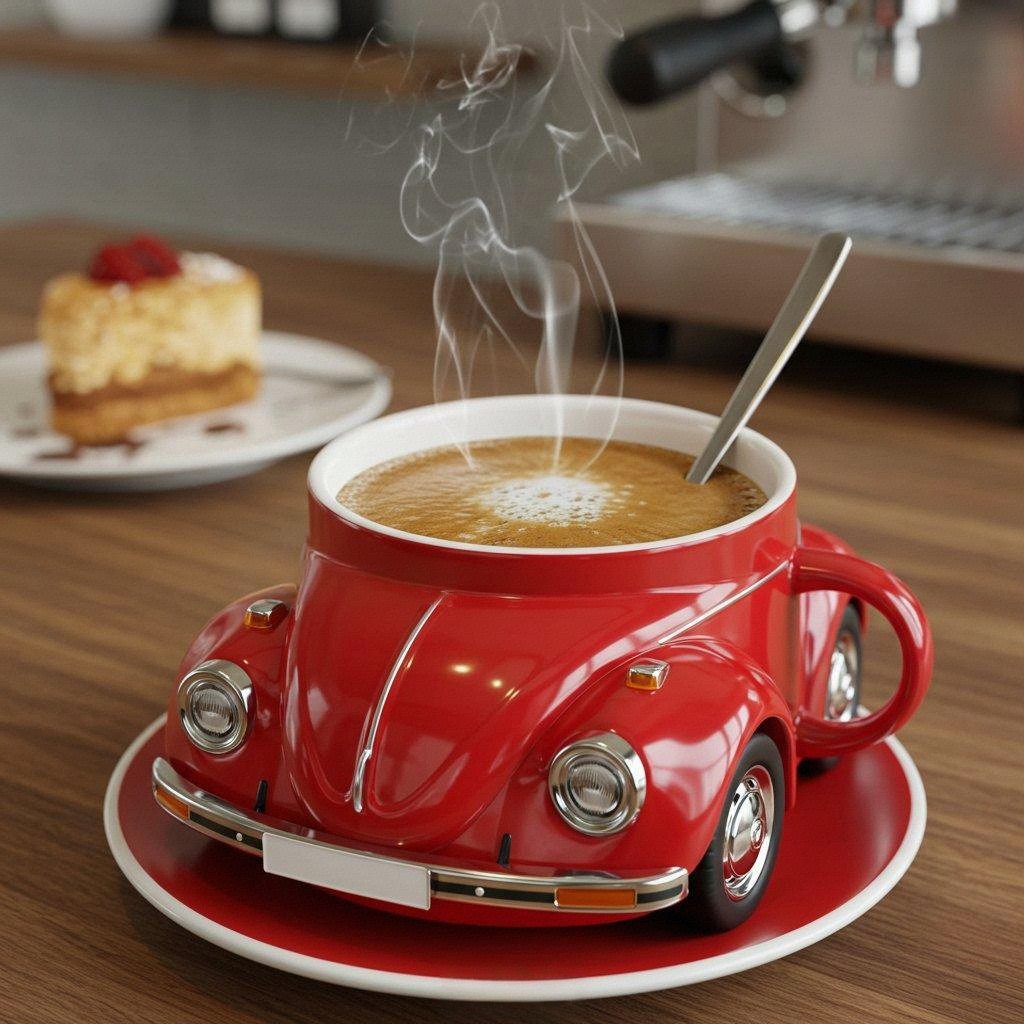 Lisslune | RetroCar Ceramic Coffee Mug – Unique 3D Design for Coffee & Tea