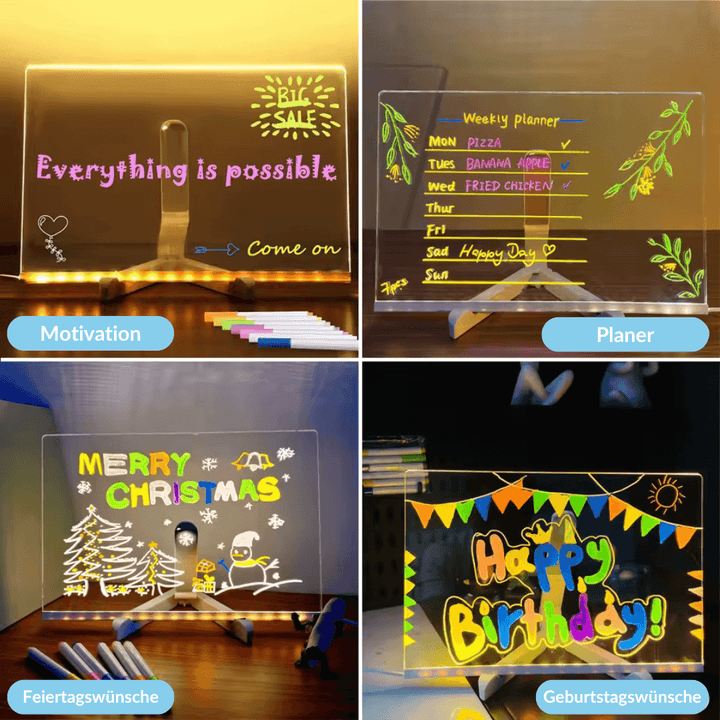 Lisslune | Kiddli LED Drawing Board – Reusable Writing Board with Light Pen