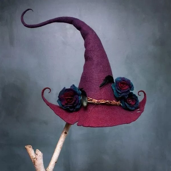 Lisslune | HexaHat – Handmade Felt Witch Hat made of Merino Wool & Silk Chiffon